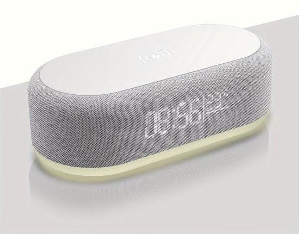Draadloze lader mit nachtlicht, Zeit- und Temperaturanzeige, Wecker, Büro- und Schlafzimmerlader, für iPhone 16, 15, 14, 13, 12, 11, Pro Max/Mini...