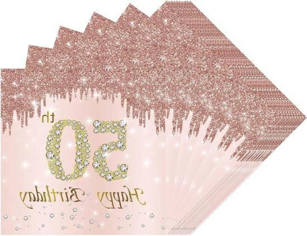Serviettes en papier roses pour anniversaire et mariage - 40 pièces