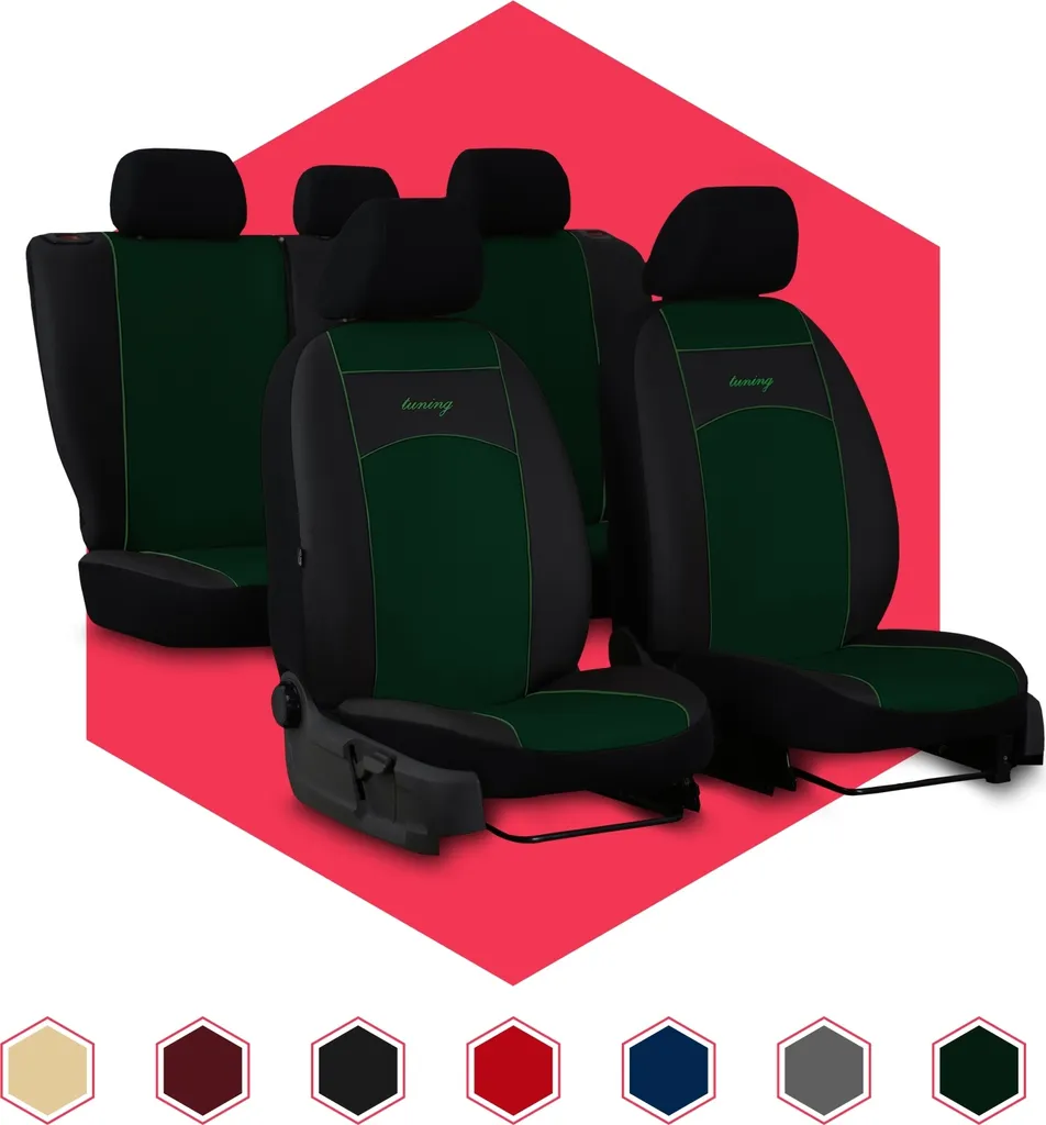 Coprisedili Auto Universali in Pelle Finta Verde | Set 3 Pezzi Premium