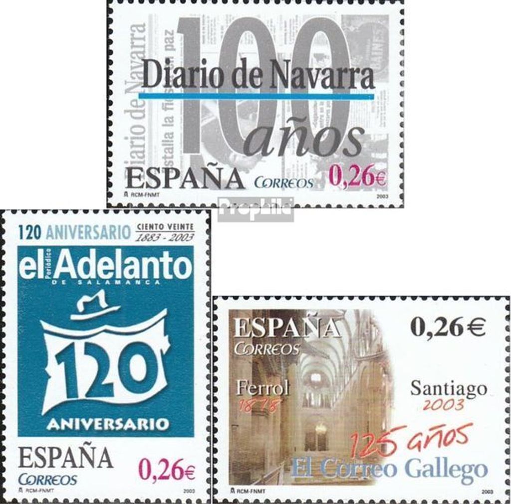 Briefmarken Spanien 2003 Mi 3862,3864,3873 (kompl.Ausg.) postfrisch Tageszeitungen