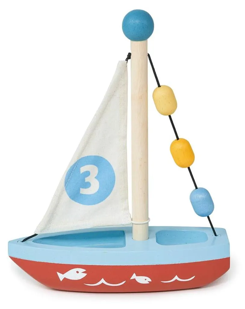 Bateau à voile en bois Mentari : Un jouet durable sans plastique toxique