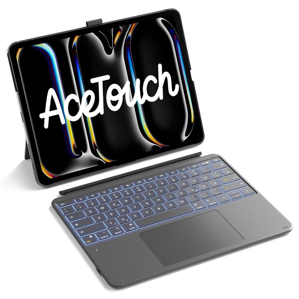 Inateck Tastatur Hülle Kompatibel mit iPad Pro 13 2025/2024(M5/M4),6.0 Zoll Großes Trackpad,Abnehmbar,QWERTZ,7 Farben Hinterleuchtet,mit Stifthalter