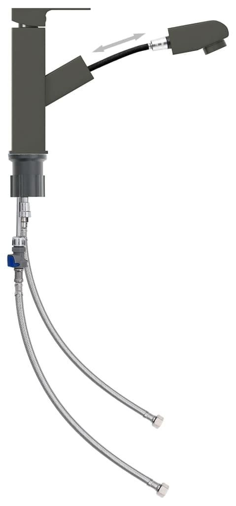 vidaXL Waschbeckenarmatur mit Herausziehbarer Brause Grau 157x172 mm