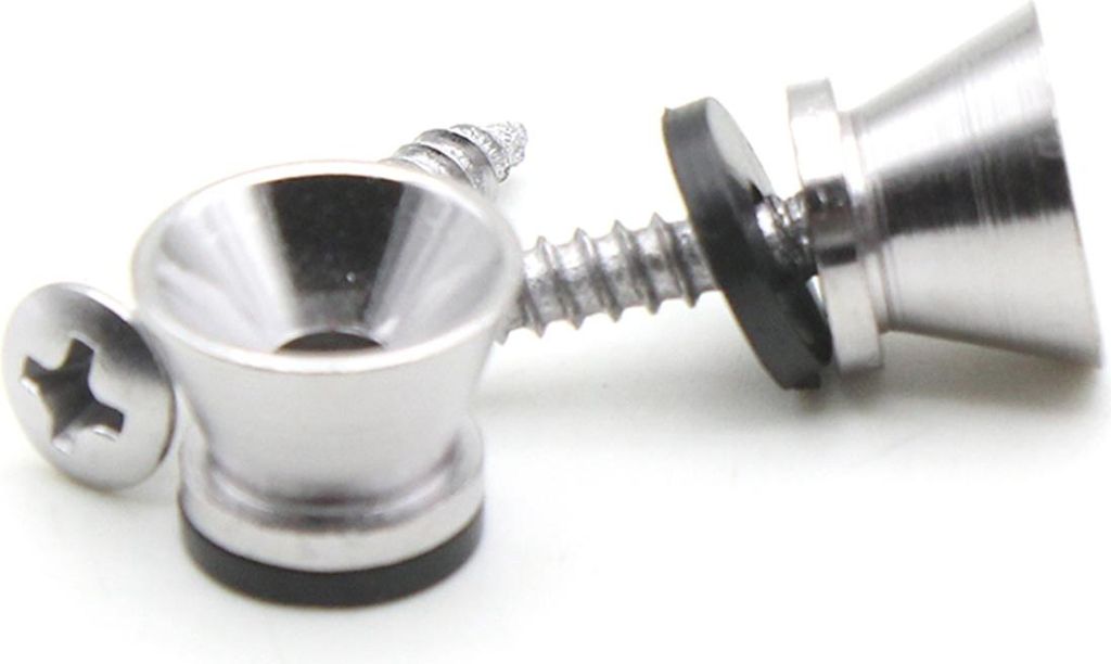 2 Stck Gitarrengurtkn?pfe Metallgurt-Verriegelungsstifte Gitarrengurt-Endstifte mit Schraubenring fr Gitarren-Ukulele (SILVER)