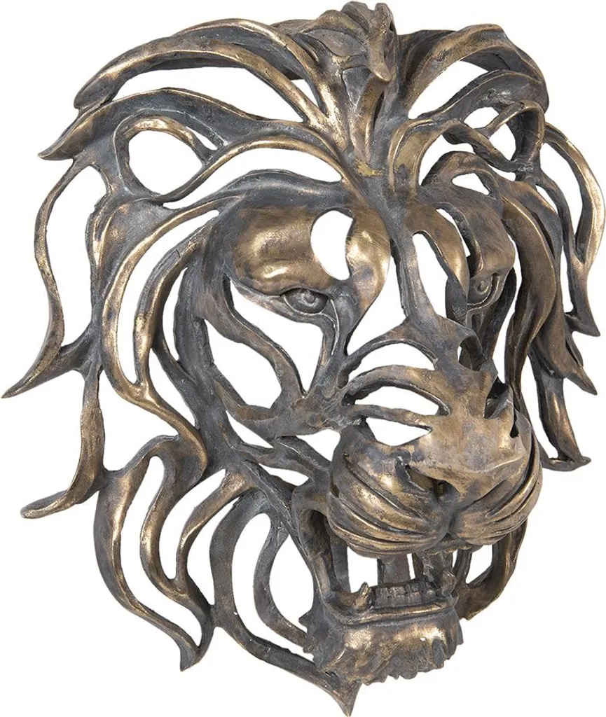 Statue de lion décorative Clayre & Eef marron pour salon et bureau chic