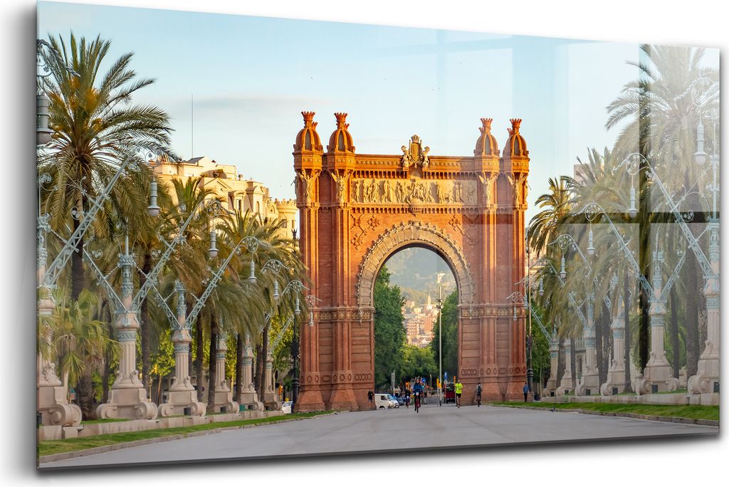 120x60 - Wandmalerei auf Glas- Wanddekoration aus Glas - Arc de Triomphe Barcelona Katalonien