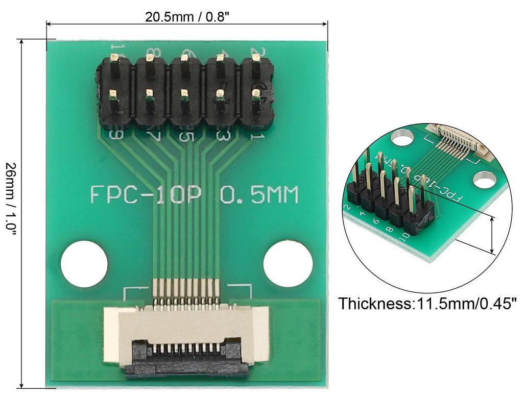 FFC FPC Connector Board 10 Pin 0.5mm 2.54mm auf 1.0mm 2.54mm PCB Konverterplatine fš¹r LCD-TVs/Digitalkameras/Laptops