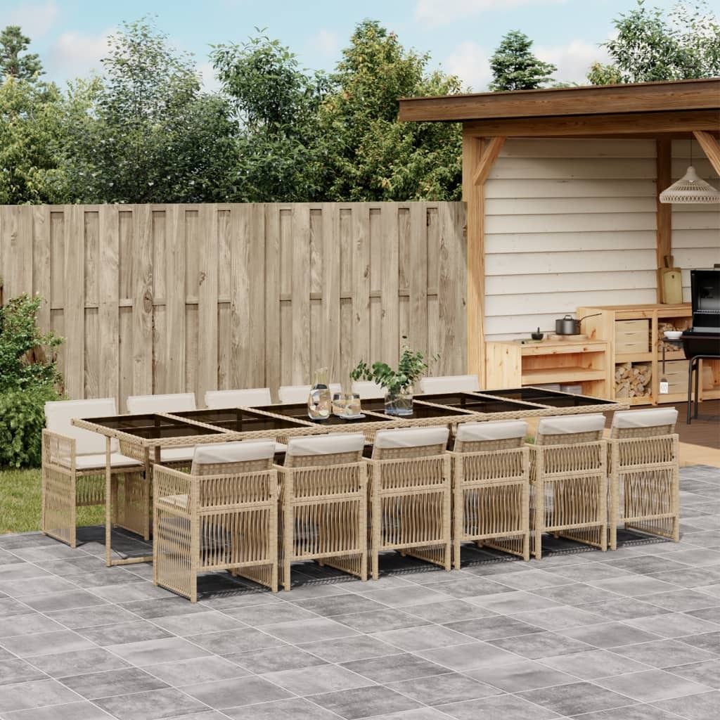 Stabli Möbel Gartenmöbel Set Balkonmöbel-Set 13-tlg. Garten-Essgruppe mit Kissen Beige Poly Rattan - Gartenmöbelgarnituren CC9055738 6parcel