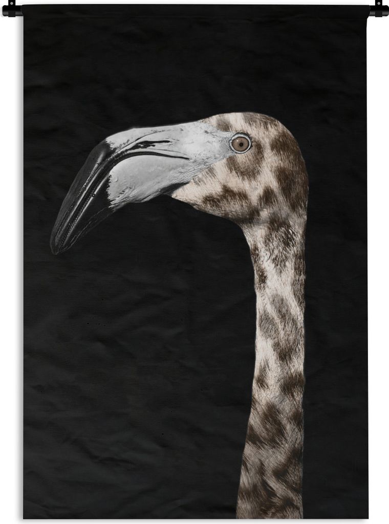 MuchoWow Wandteppich Wandbehang Flamingo - Panther - Porträt 60x90 cm Tapisserie Dekoration Wandtuch - Foto-Teppich - Abwaschbar