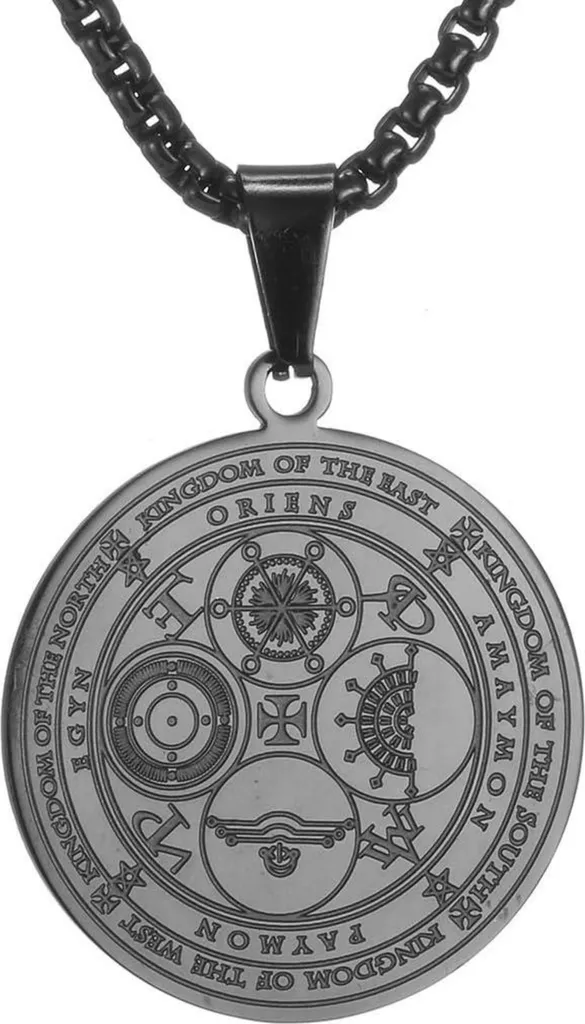 Collana Sette Arcangeli Uomo Acciaio Nero - Amuleto Sigillo Protezione