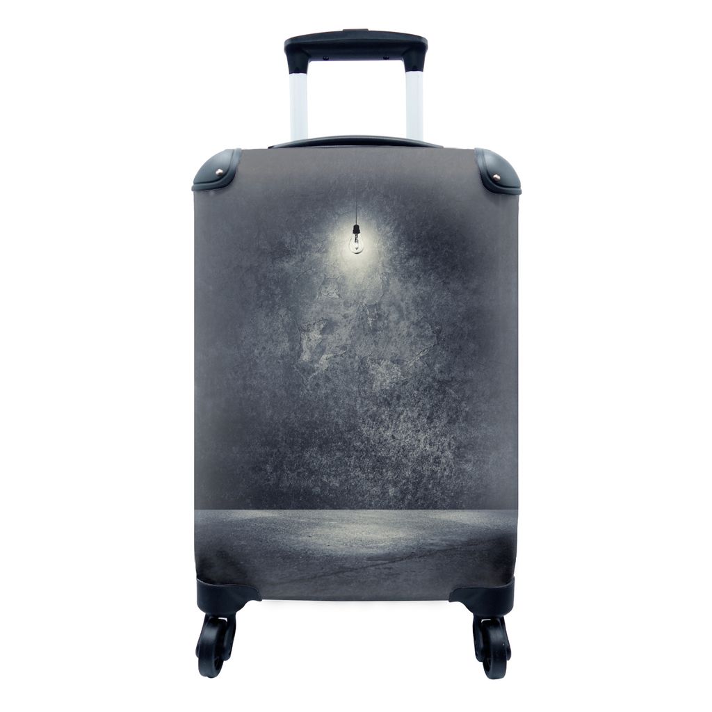 MuchoWow Koffer Handgepäck Trolley Rollkoffer Kleine Reisekoffer mit 4 Rollen - Beton - Leicht - Schwarz - Cabin Size < 55x40x23 cm & 55x40x20 c...