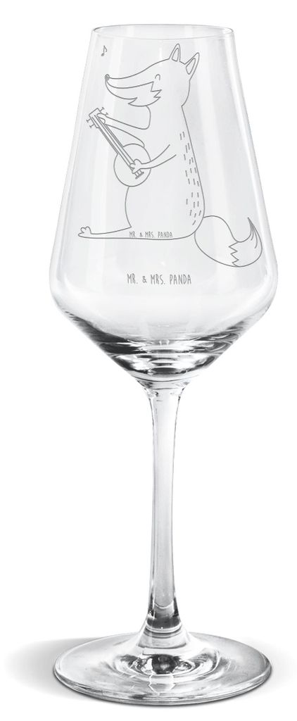 Mr. & Mrs. Panda Weinglas Fuchs Gitarre - Transparent - Geschenk, Für Weißwein, Glas, wein, Trällern, Weißweinkelch, Musik, Lagerfeuer, Singen