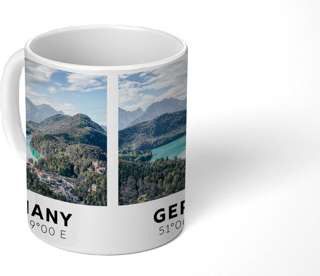 MuchoWow Tasse Kaffeetasse Kaffeebecher 350 ml Deutschland - Wasser - Berge - Wald Teetasse - Fototasse - Becher - Keramikbecher - Teebecher - Ka...