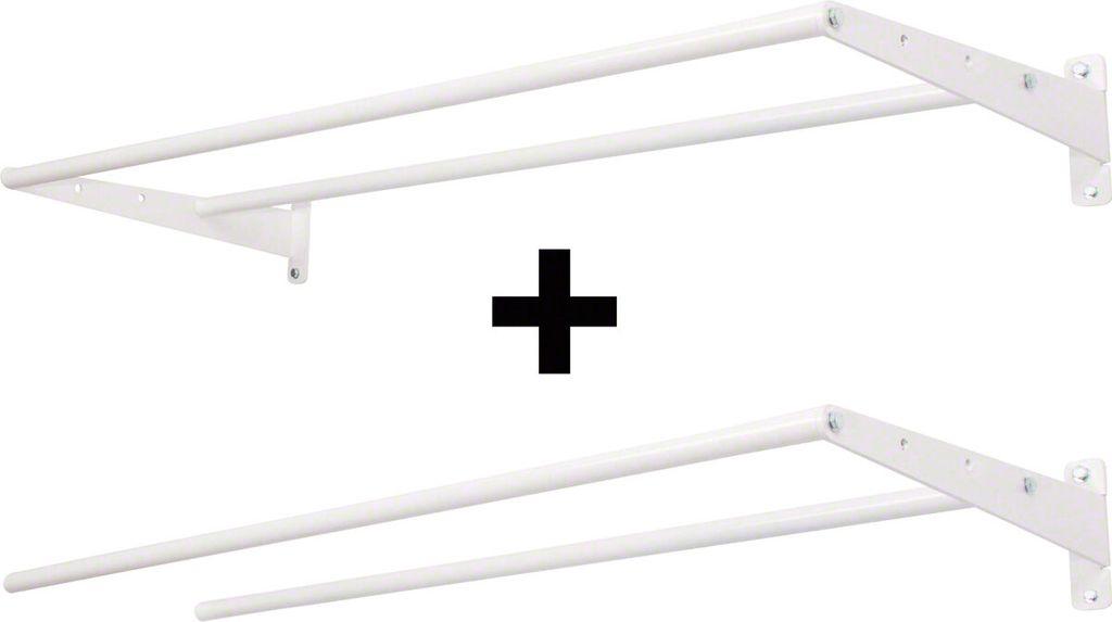 Wandhalterung Set, 125 cm, mit 2 Auflagestäben, Basis- und Erweiterungsmodul, 7-tlg.