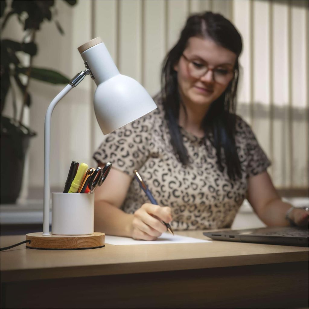 Stolní lampa POPPY na žárovku E27, bílá