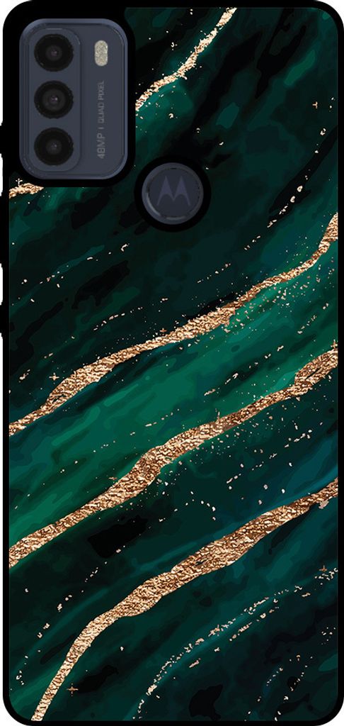 Smartphonica Phone Case Fit für Motorola Moto G50 mit Marmor-Druck - TPU zurück Abdeckung Fall Marmor-Design - Grün Gold