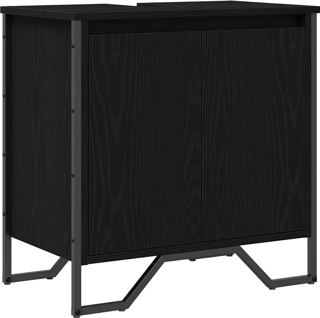 Waschbeckenschrank mit Tür Schwarz Eichen-Optik 60 x 35 x 60 cm