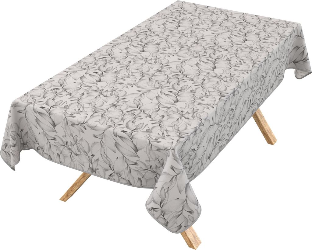 Tischdecke 3.0 monos Magnolia Anthrazit 350x140cm Band Wachstuch abwaschbar