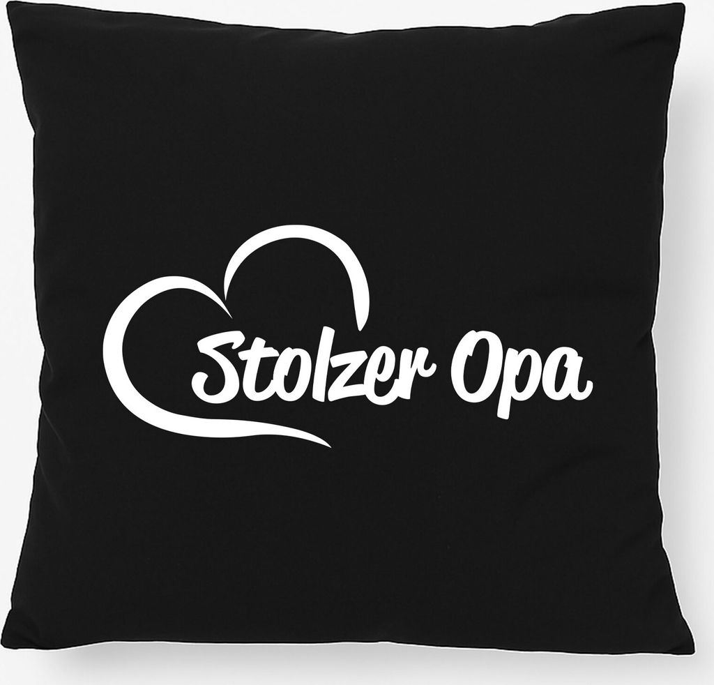 Huuraa Kissen Stolzer Opa Herz 40x40cm mit Füllung Black Baumwolle Dekokissen Geschenkidee