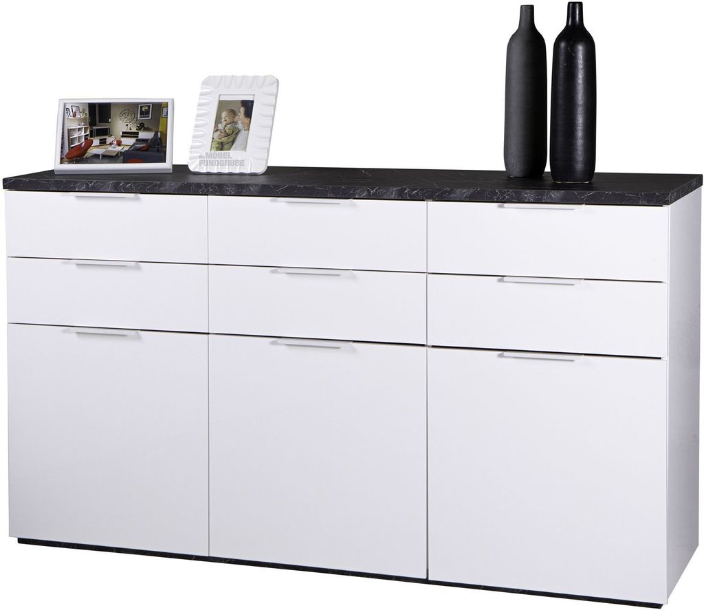 Sideboard Anrichte 180 cm hochglanz weiß - marmor Optik - Produktbild 