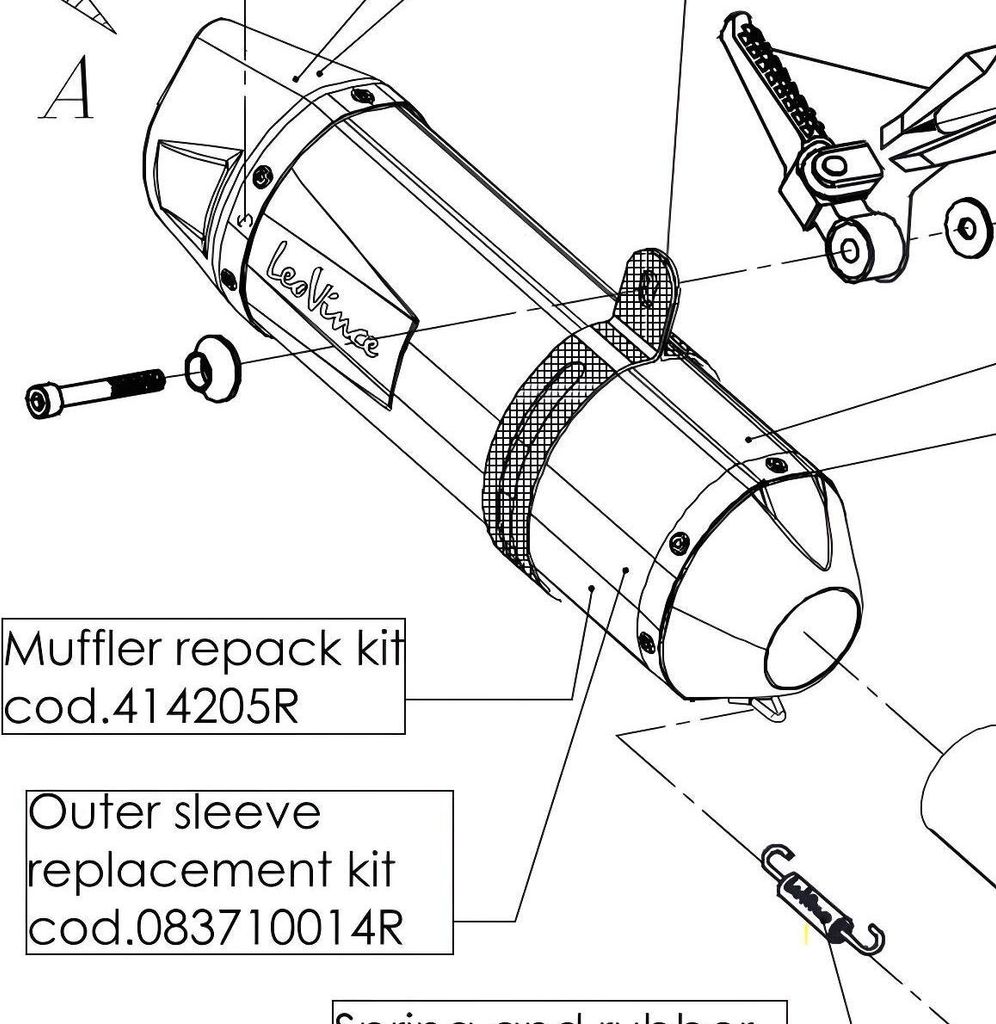 Endschalldämpfer LeoVince Auspuff-Ersatzteil 0457 / 10410, Ø 54mm 300mm