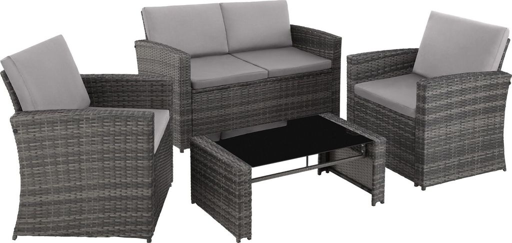 Salon bas de jardin LUCQUES 4 places - gris/gris clair Image du produit 