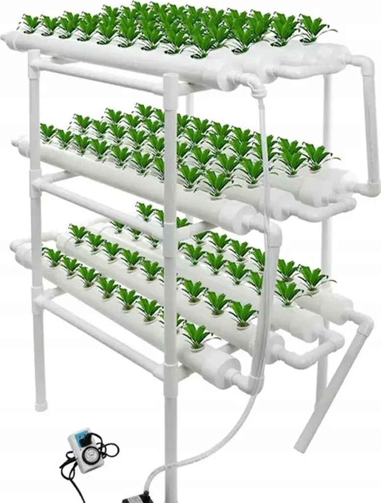 Kit Hydroponique 108 Places avec Pompe - Potager UPVC pour Salades Propres