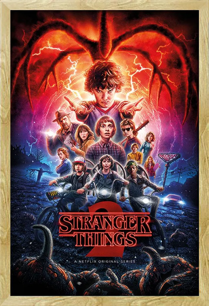 Poster Stranger Things 2 Framed - Cornice Shinsuke MDF Faggio 61x91