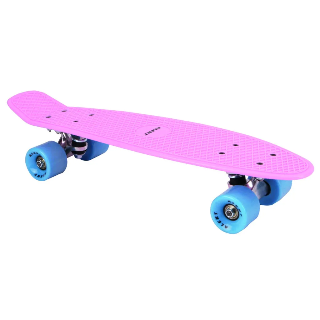Skateboard 55 cm Alert Rose et Bleu - Roues PU et Roulements ABEC 7