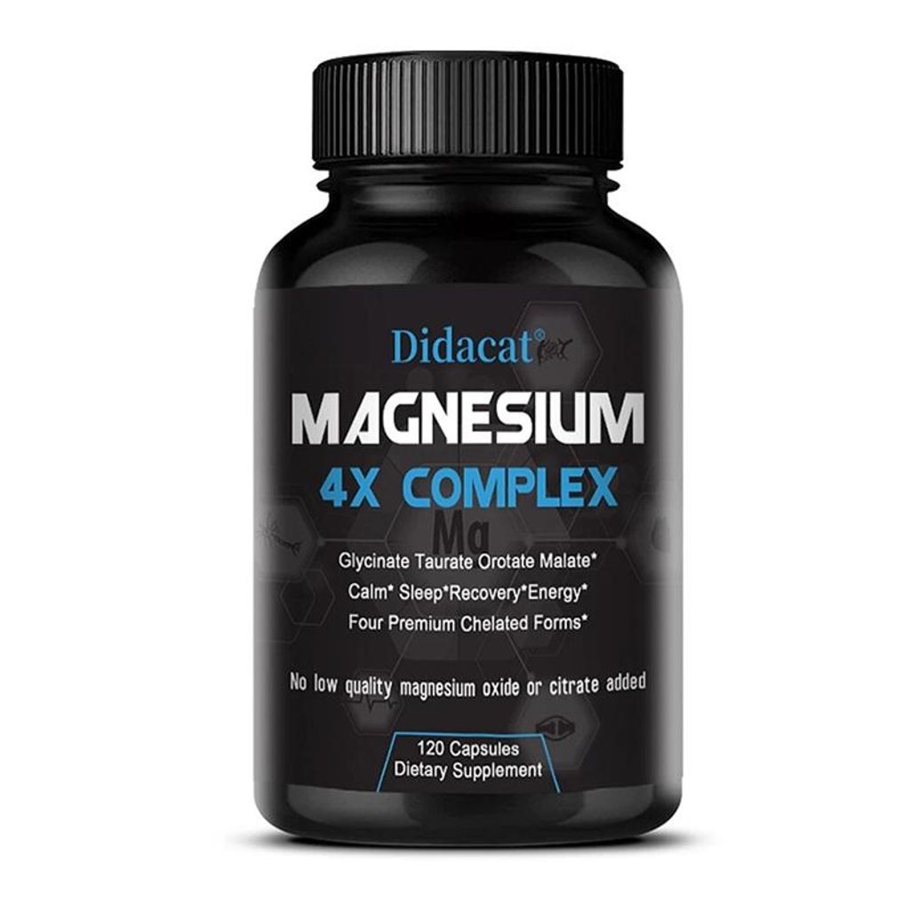 Magnesium 4x Komplex (120 Kapseln) Nahrungsergänzungsmittel, Energie, Ruhe, Schlaf, Herz, Muskelgesundheit