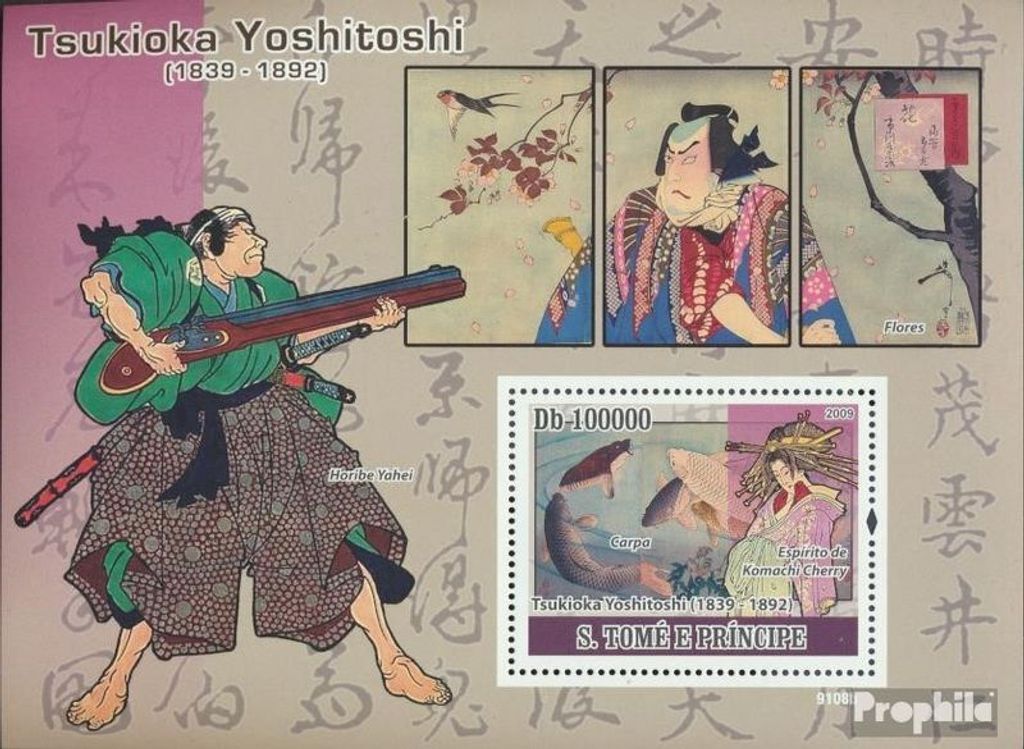 Briefmarken Sao Tome e Principe 2009 Mi Block672 (kompl.Ausg.) postfrisch Tsukioka Yoshitoshi