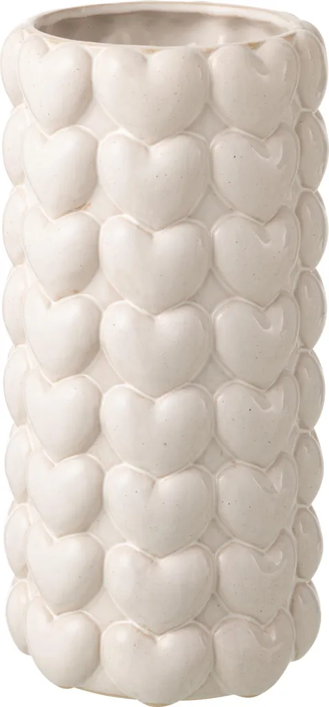 Vase J-Line Cœurs en Grès Écru Extra Large - Décoration Style Bohème