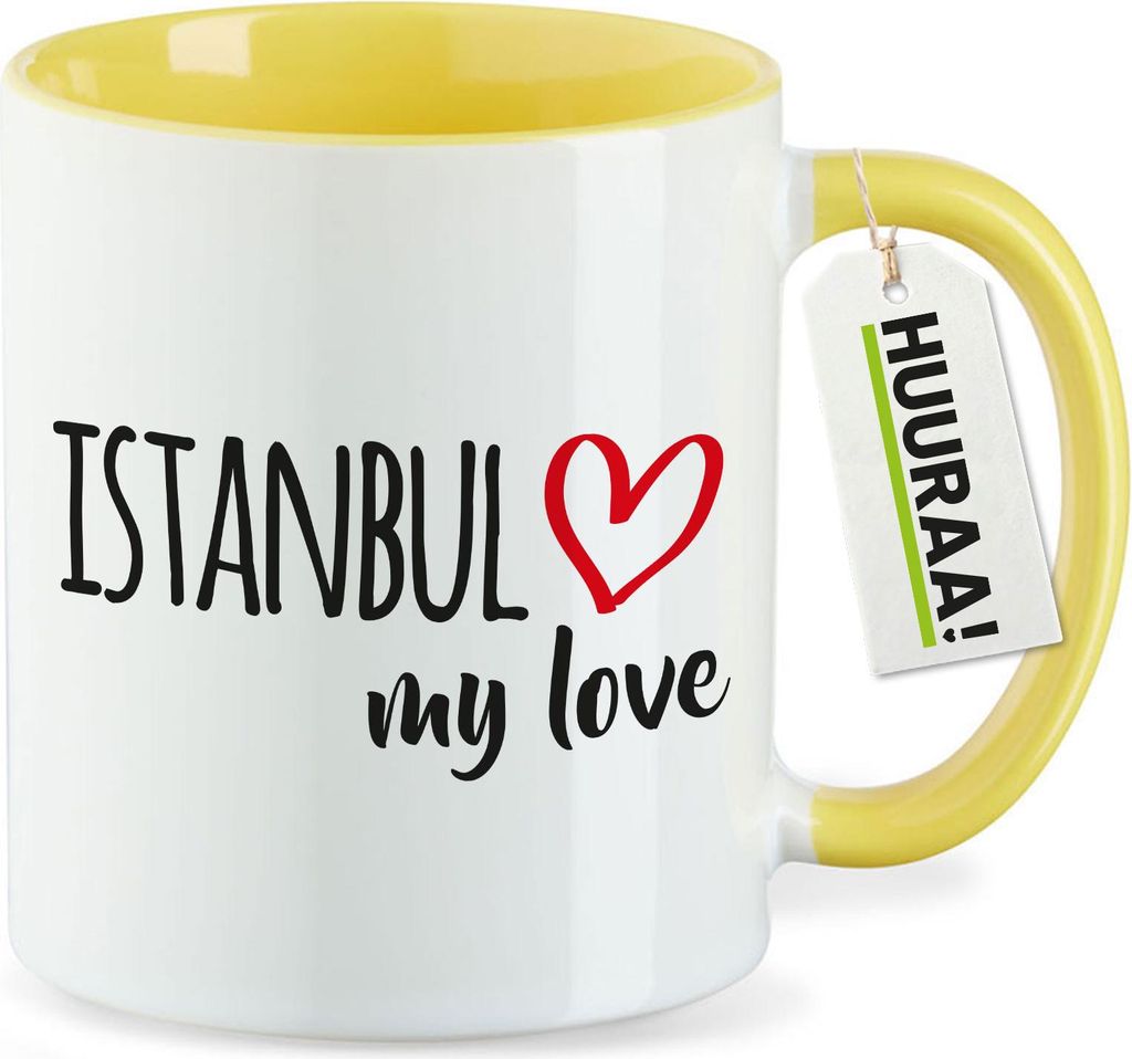 Huuraa Kaffeetasse Istanbul my love 330ml Gelb Keramik Kaffeebecher Geschenkidee