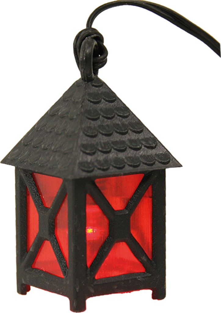 FADEDA Laterne rot, 4-eckig, 3,5V, LED / Höhe:4 cm / handbemalt / detailgetreue Krippen Figuren - Weihnachten Tisch Dekoration Krippe Zubehör