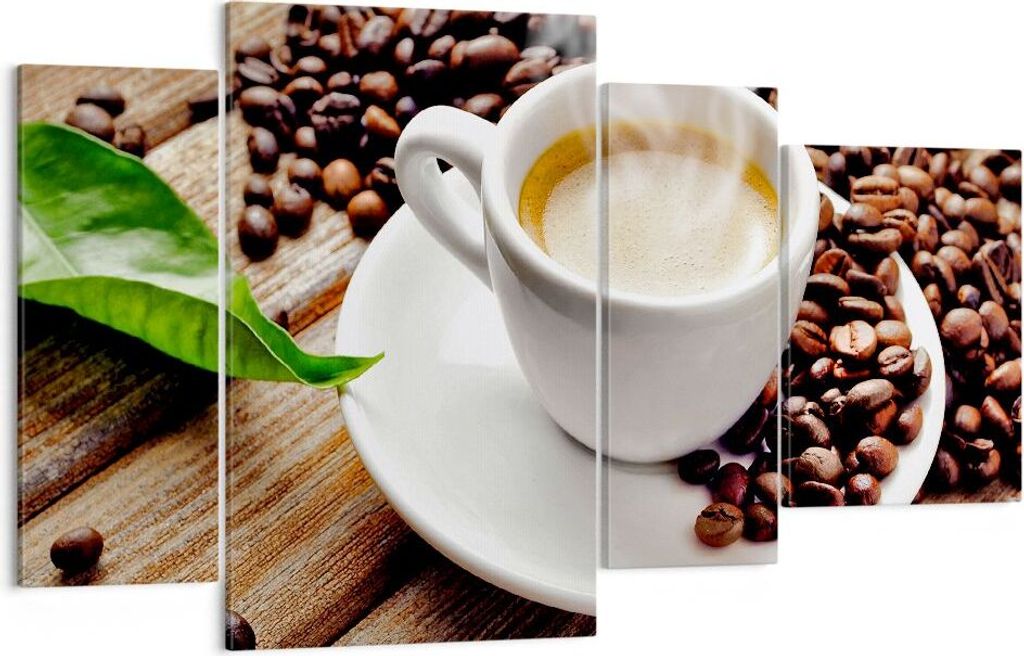 Bild auf Leinwand - Leinwandbild - Kaffee Tasse Espresso heiß - 120x70cm - Wand Bild - Wanddeko - Leinwanddruck - Bilder - Kunstdruck - Wanddekora...