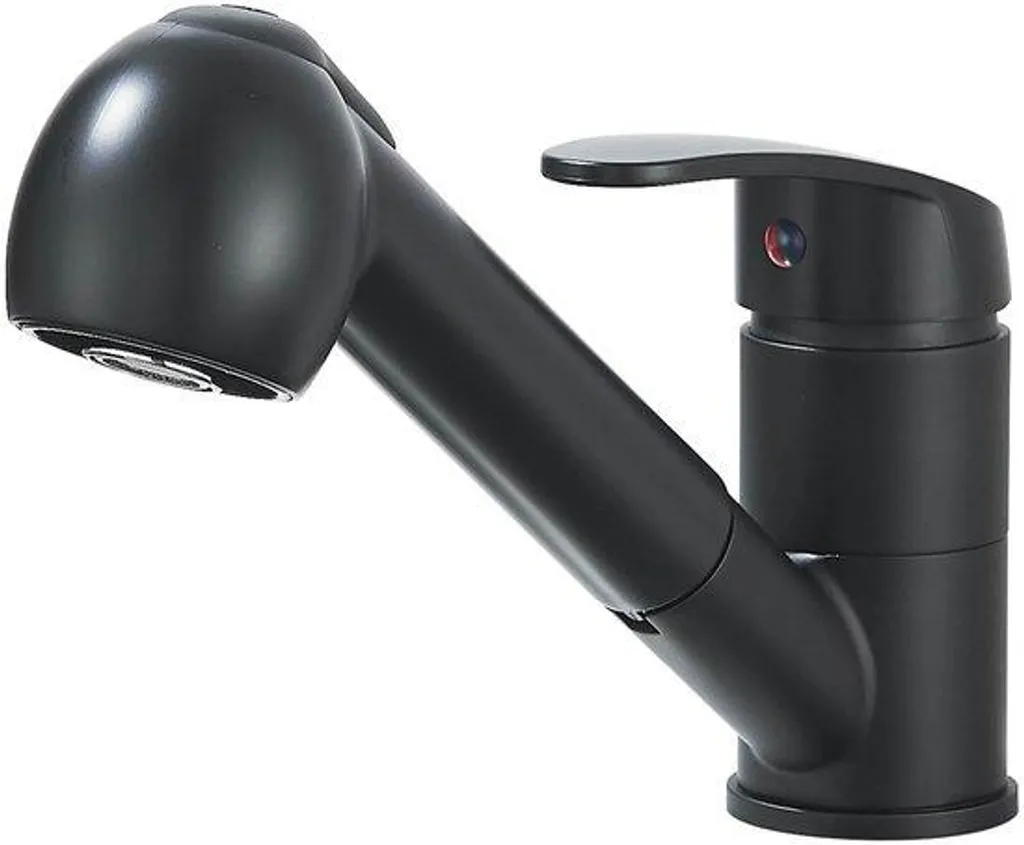 Mitigeur de cuisine noir avec douchette extractible et 2 modes de jet
