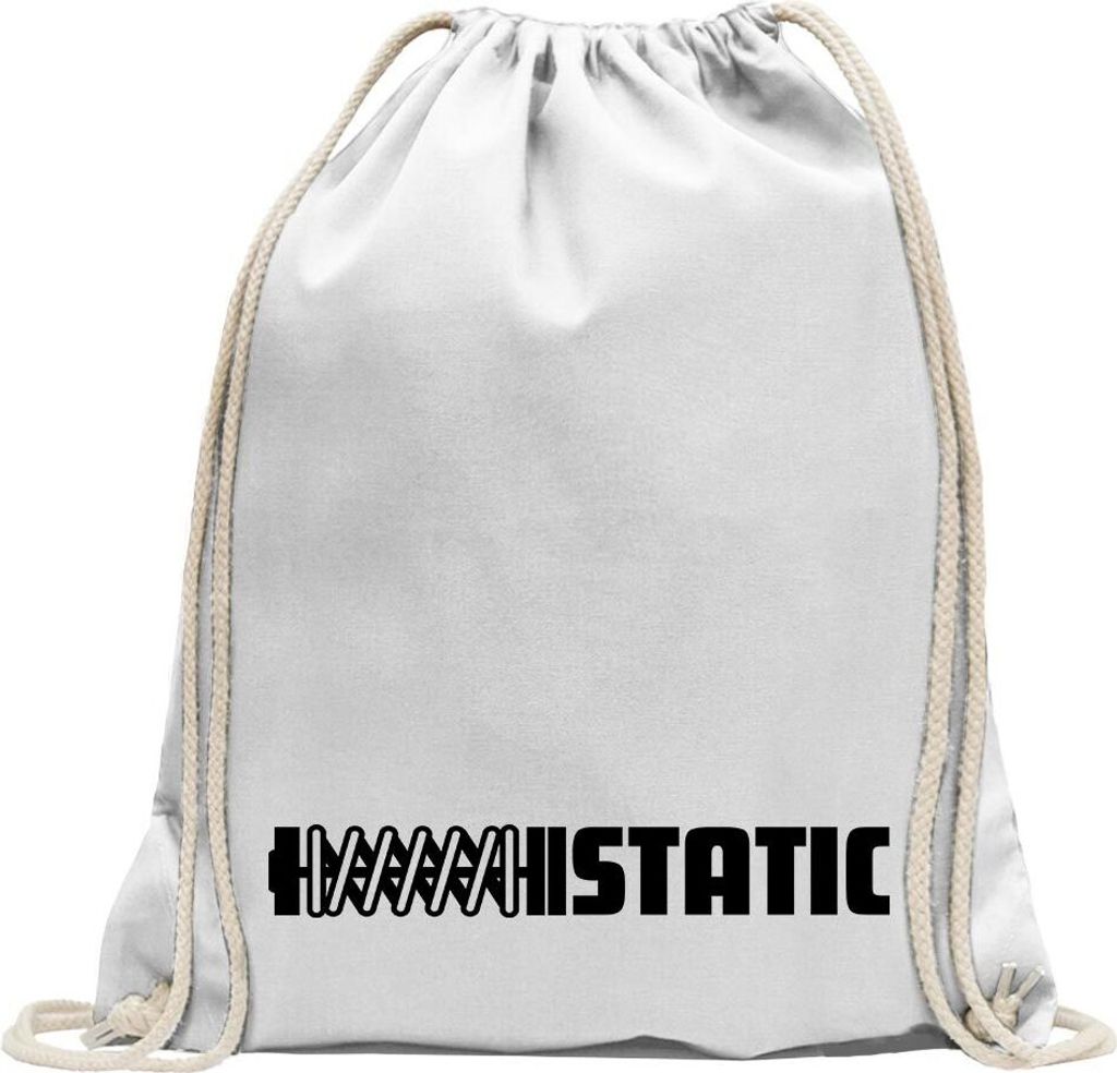Kiwistar - Turnbeutel - weiss - Static - Fun Rucksack Sport Beutel Gymsack Baumwolle mit Ziehgurt