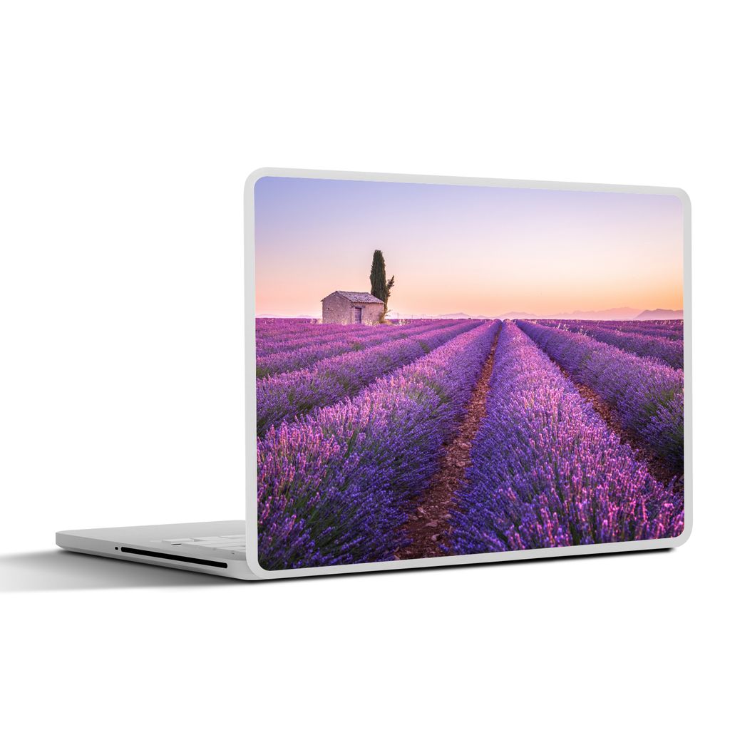 MuchoWow Laptop Aufkleber Sticker Cover Lavendel - Sonnenuntergang - Lila - Blumen 31x22.5 cm - Laptop-Deko