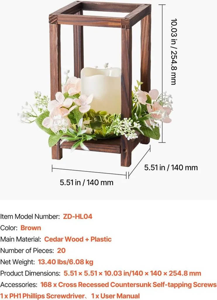 Centre de table mariage sécurisé : 20 lanternes bois avec bougie LED - 7