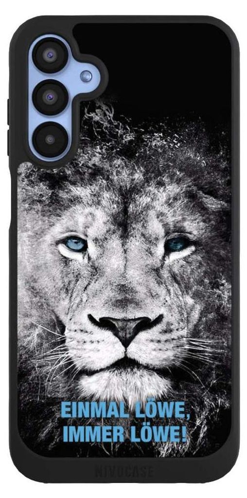 NIVOCASE Handyhülle für Samsung Galaxy A15 5G Hülle NIVOpure Case Schwarz Löwe Offizielles Lizenzprodukt TSV 1860 München