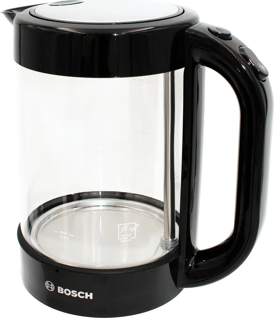 Bouilloire électrique Bosch sans odeur en verre 1,7 L anti-calcaire