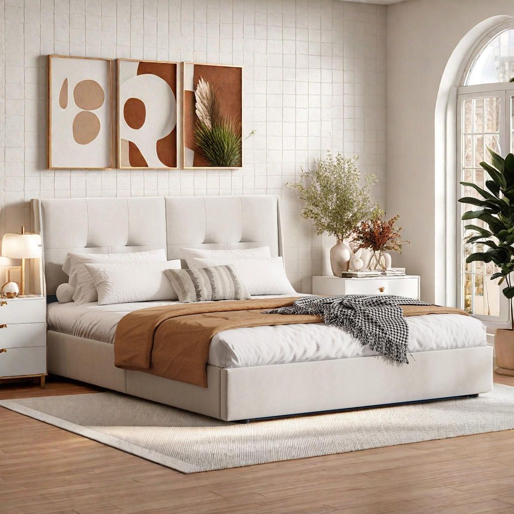 Fortuna Lai Lit double capitonné 140x200 cm avec éclairage Image du produit 