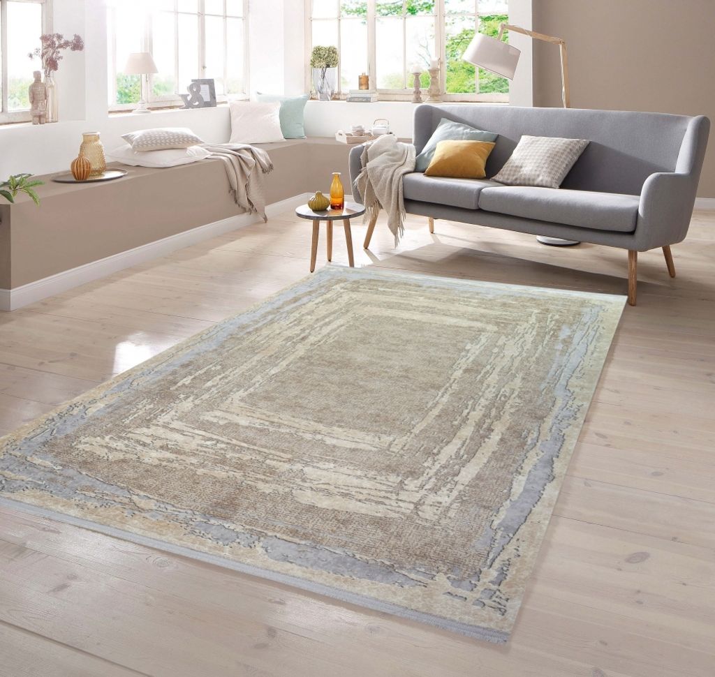 Teppich abstrakt aus Naturfasern in beige grau Größe - 120 x 170 cm