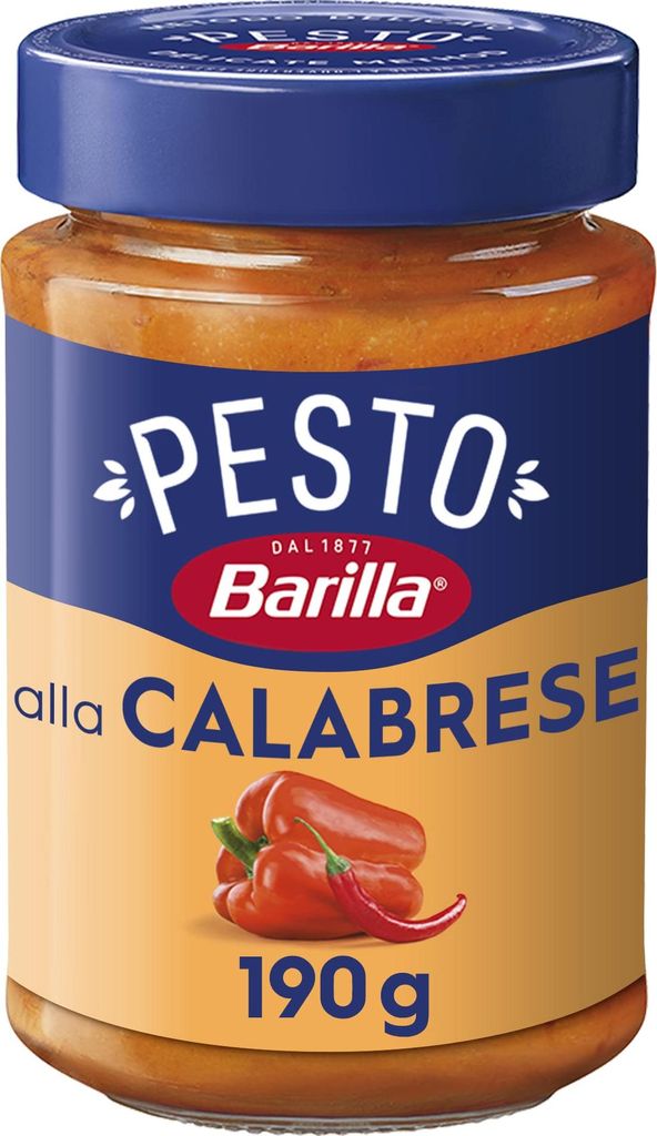 Barilla Pesto alla Calabrese 12x190g | Glutenfreie Italienische Pasta-Sauce mit Paprika, Peperoni, Ricotta, Pecorino Romano und Grana Padano, Nudel...