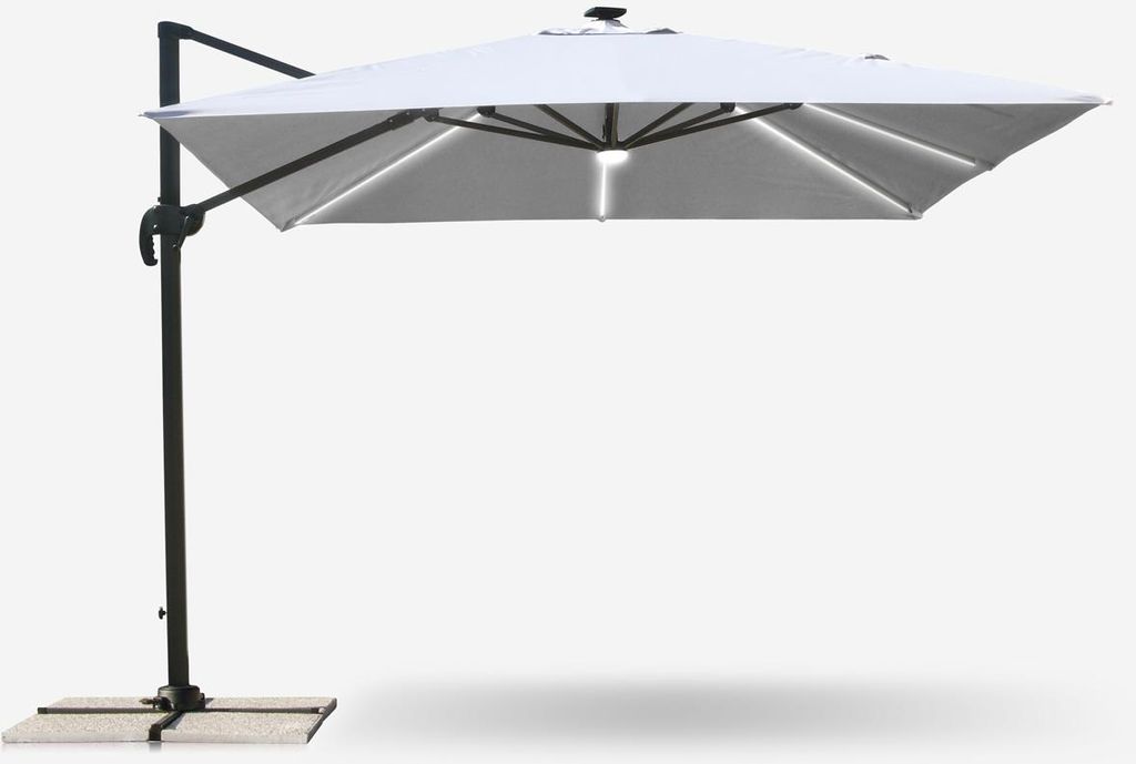 Parapluie 3m anti uv pendulaire avec lumière solaire LED Image du produit 