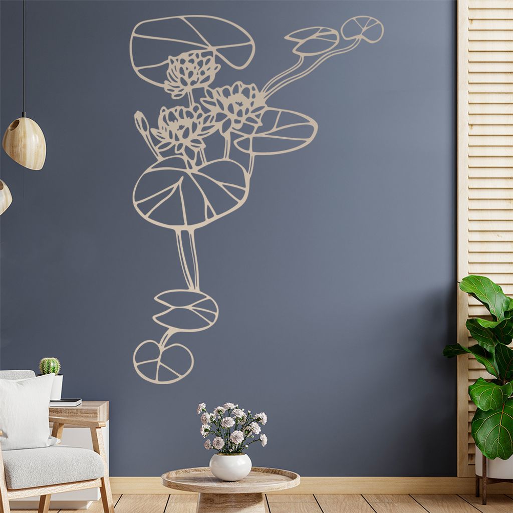 Seerose - Pflanzen Wandtattoo in 6 Größen - Wandaufkleber Wall Sticker - Dekoration, Küche, Wohnzimmer, Schlafzimmer, Badezimmer