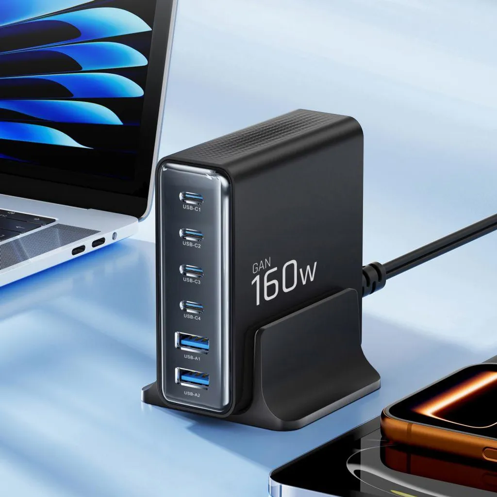 Station de Charge Bureau 6 Ports PD 160W Tech-Protect DC160W-GaN Multi-Usage - 4