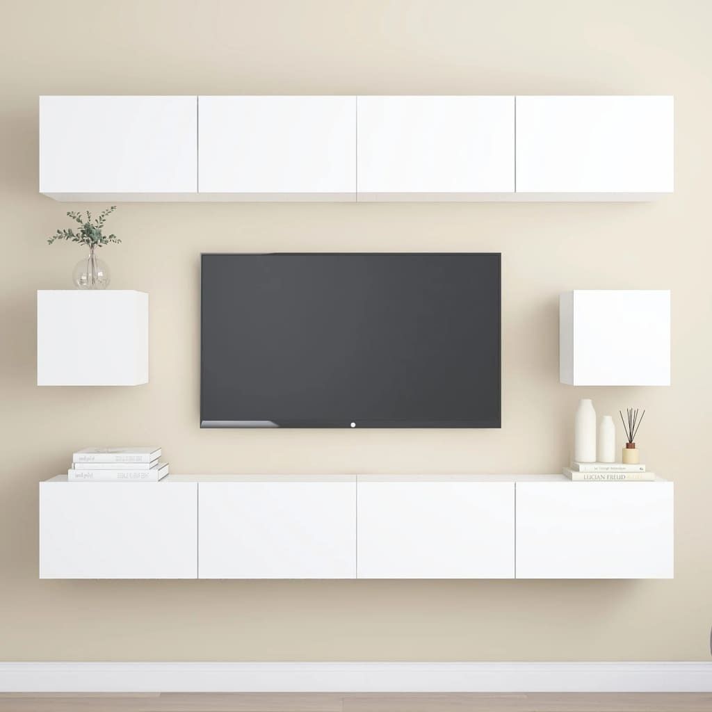 The Living Store 6-tlg. TV-Schrank-Set Weiß Holzwerkstoff