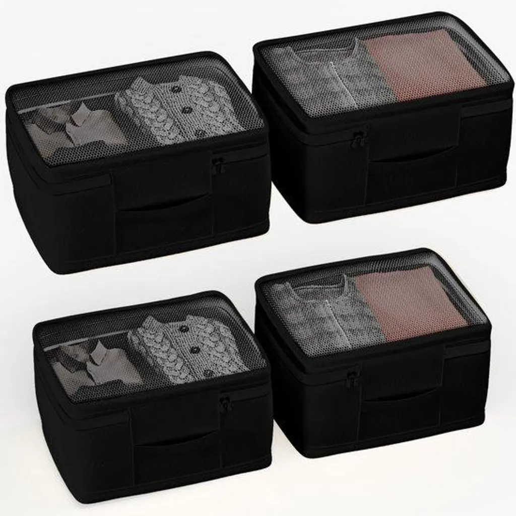 Rangement vestiaire pour chaussures et accessoires - Pack 4 pièces noir