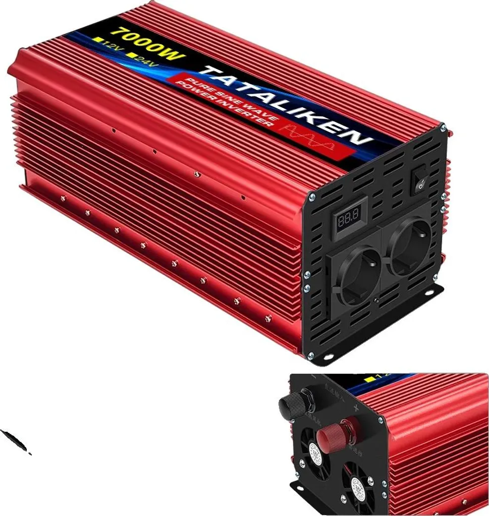Onduleur 7000W avec écran LED pur sinus 24V 220V haute capacité solaire